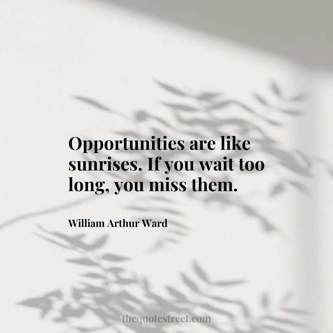 Opportunities are like sunrises. If you wait too long