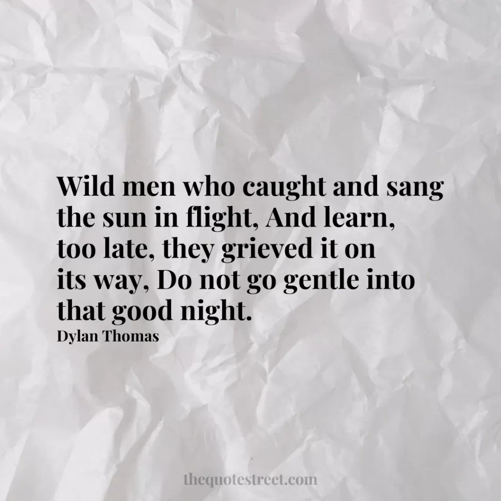 Wild men who caught and sang the sun in flight