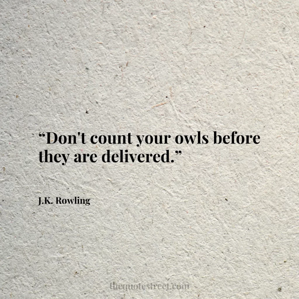 “Don't count your owls before they are delivered.”