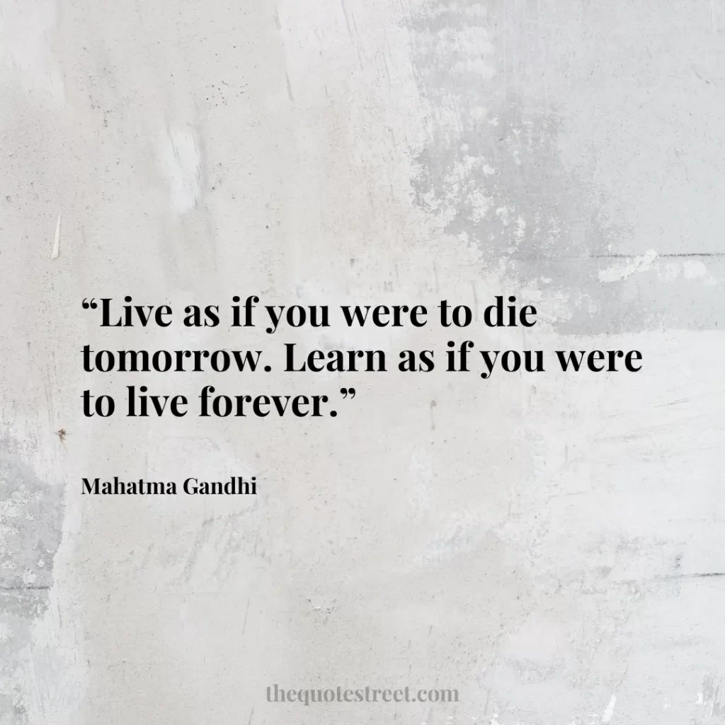 “Live as if you were to die tomorrow. Learn as if you were to live forever.”