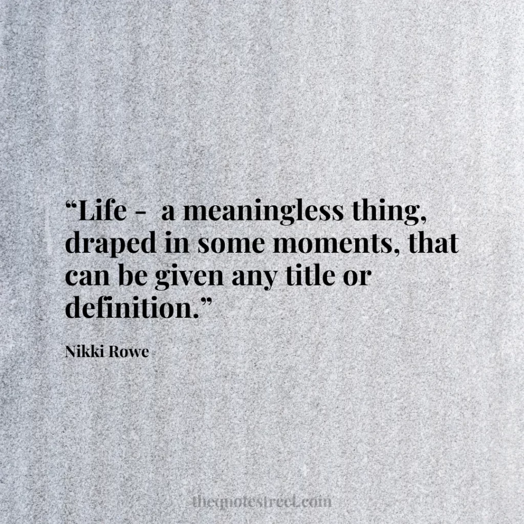 “Life - a meaningless thing