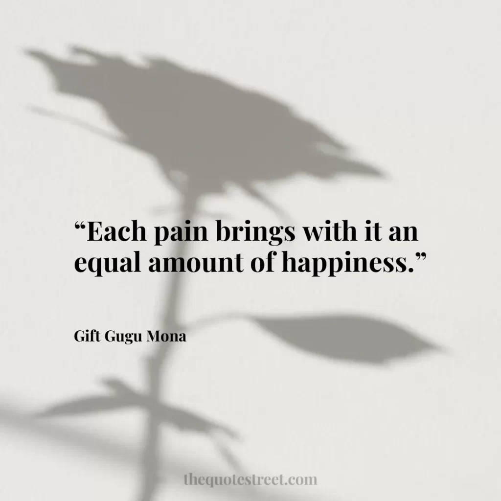 “Each pain brings with it an equal amount of happiness.”