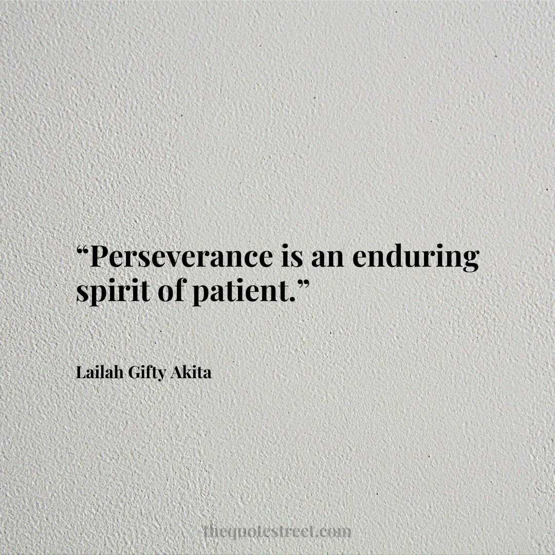 “Perseverance is an enduring spirit of patient.”