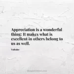 Appreciation is a wonderful thing: It makes what is excellent in others belong to us as well.- Voltaire
