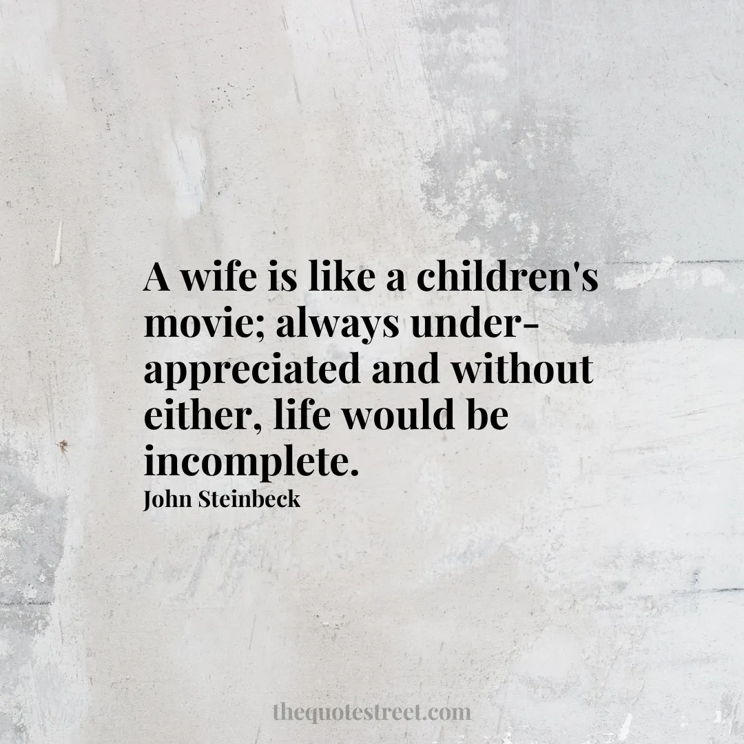 A wife is like a children's movie; always under-appreciated and without either