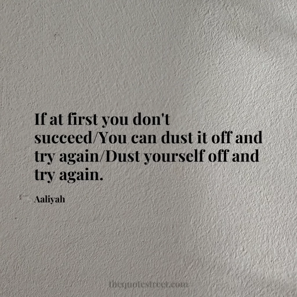 If at first you don't succeed/You can dust it off and try again/Dust yourself off and try again. - Aaliyah