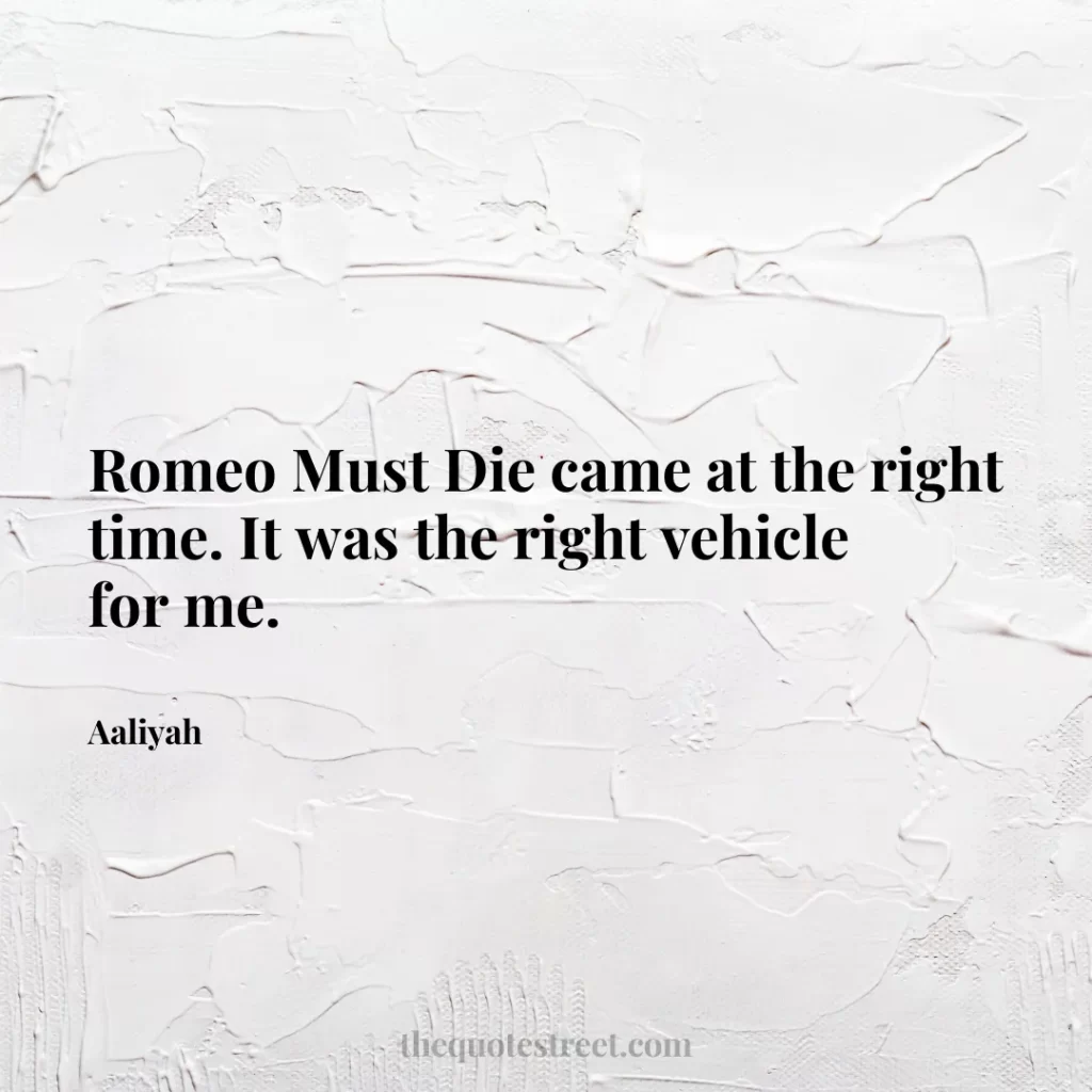 Romeo Must Die came at the right time. It was the right vehicle for me. - Aaliyah