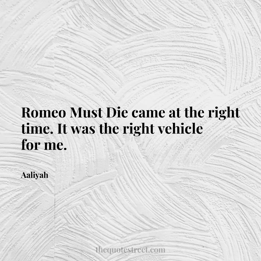 Romeo Must Die came at the right time. It was the right vehicle for me. - Aaliyah