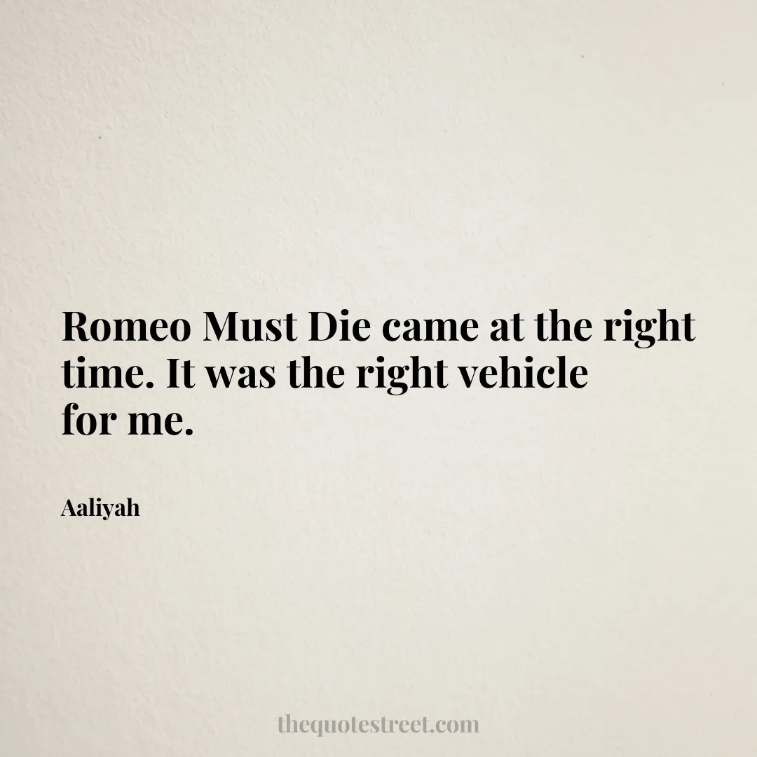 Romeo Must Die came at the right time. It was the right vehicle for me. - Aaliyah