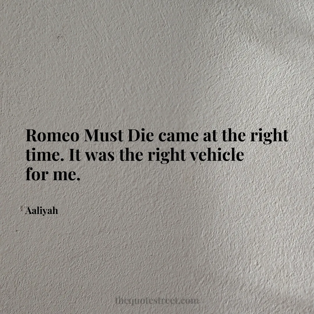 Romeo Must Die came at the right time. It was the right vehicle for me. - Aaliyah