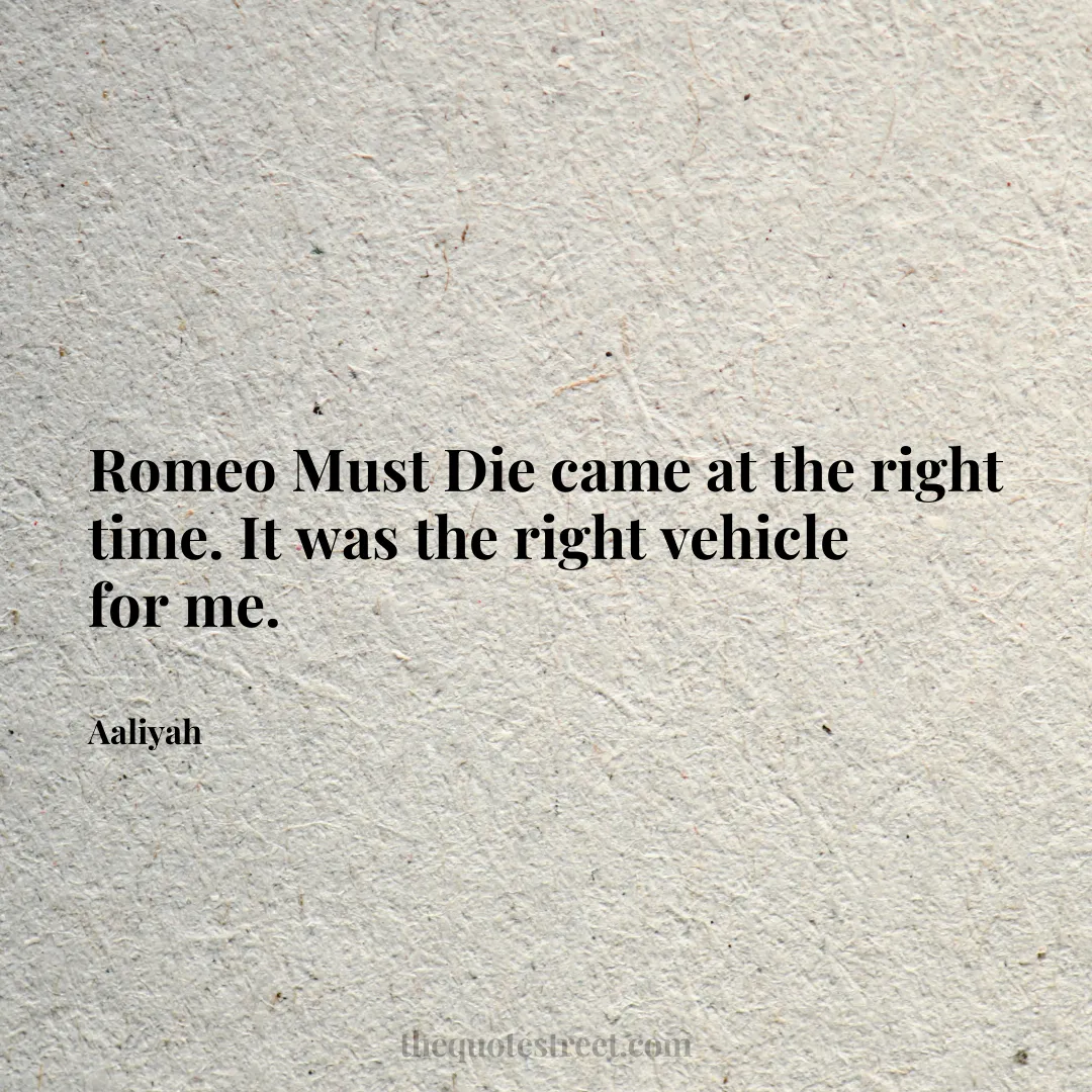 Romeo Must Die came at the right time. It was the right vehicle for me. - Aaliyah