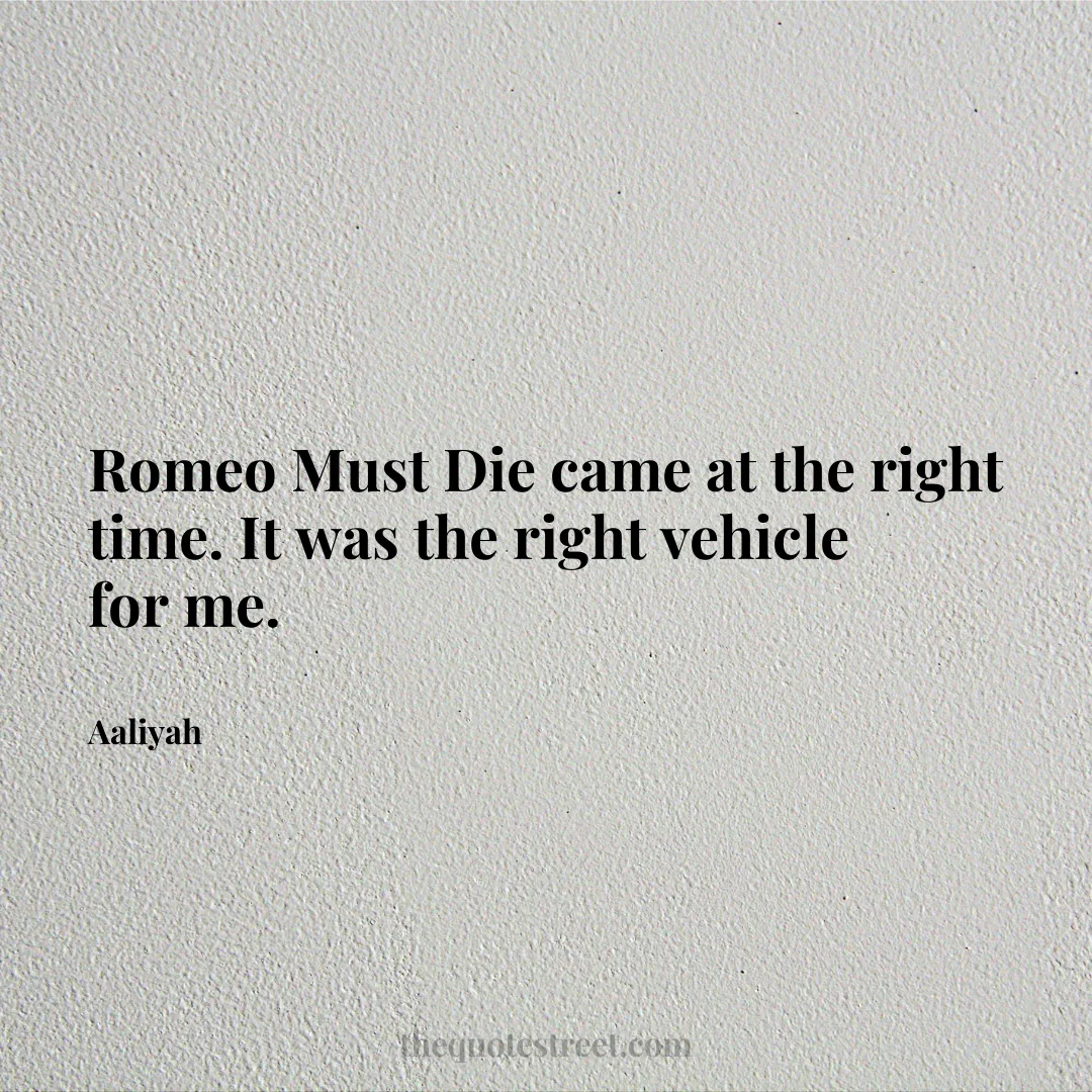 Romeo Must Die came at the right time. It was the right vehicle for me. - Aaliyah