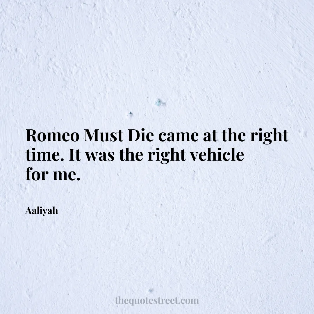 Romeo Must Die came at the right time. It was the right vehicle for me. - Aaliyah