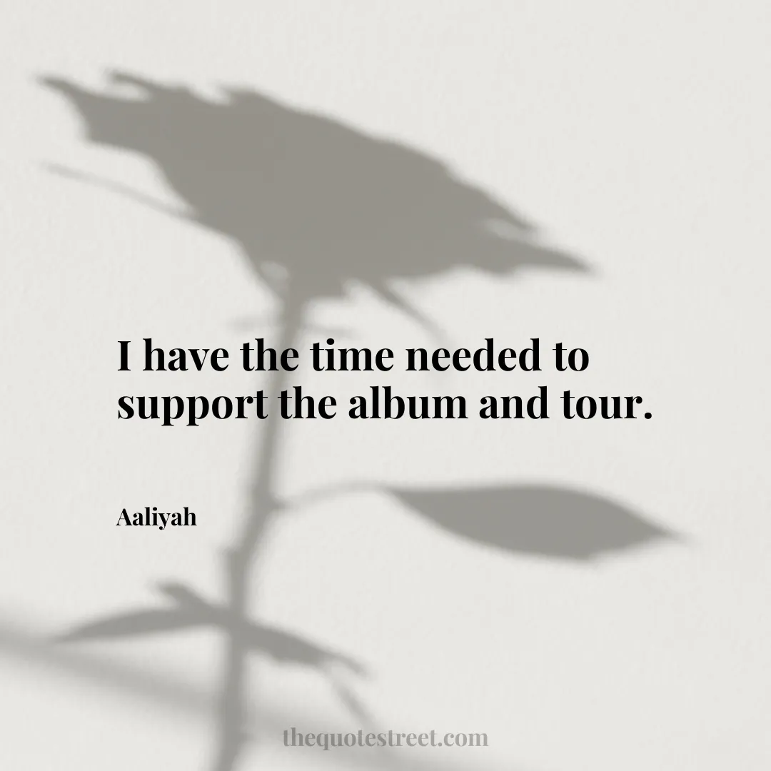 I have the time needed to support the album and tour. - Aaliyah