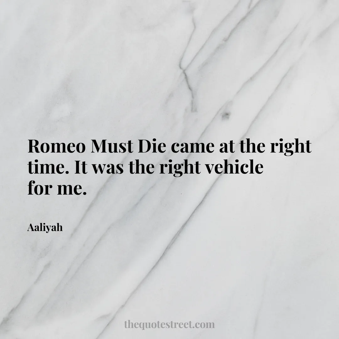 Romeo Must Die came at the right time. It was the right vehicle for me. - Aaliyah