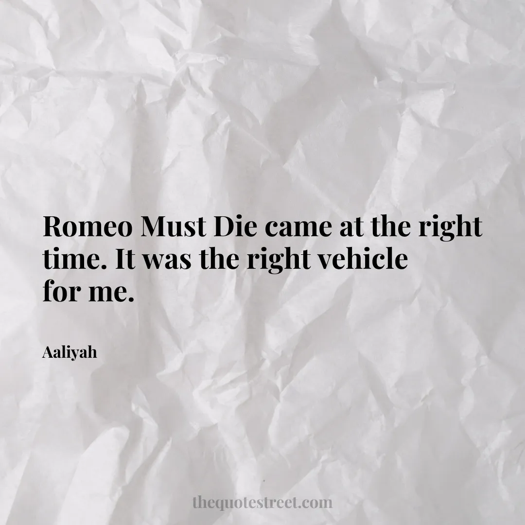 Romeo Must Die came at the right time. It was the right vehicle for me. - Aaliyah