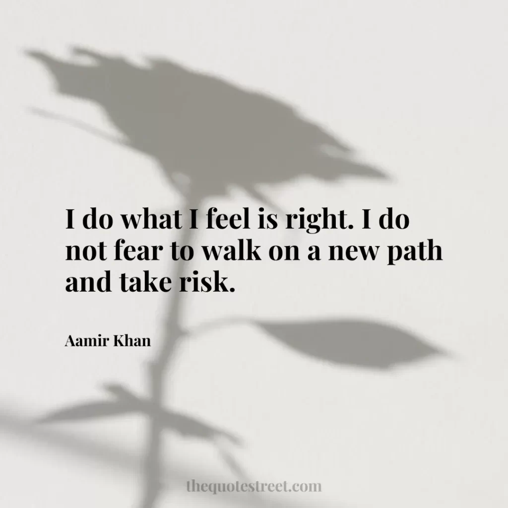 I do what I feel is right. I do not fear to walk on a new path and take risk. - Aamir Khan