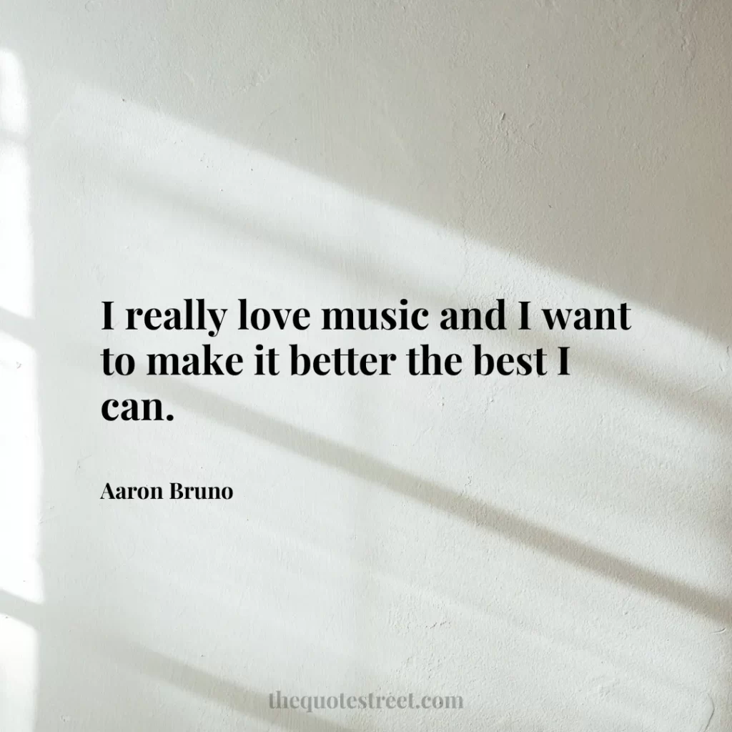 I really love music and I want to make it better the best I can. - Aaron Bruno
