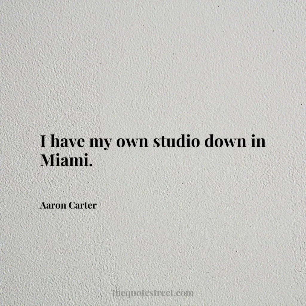 I have my own studio down in Miami. - Aaron Carter