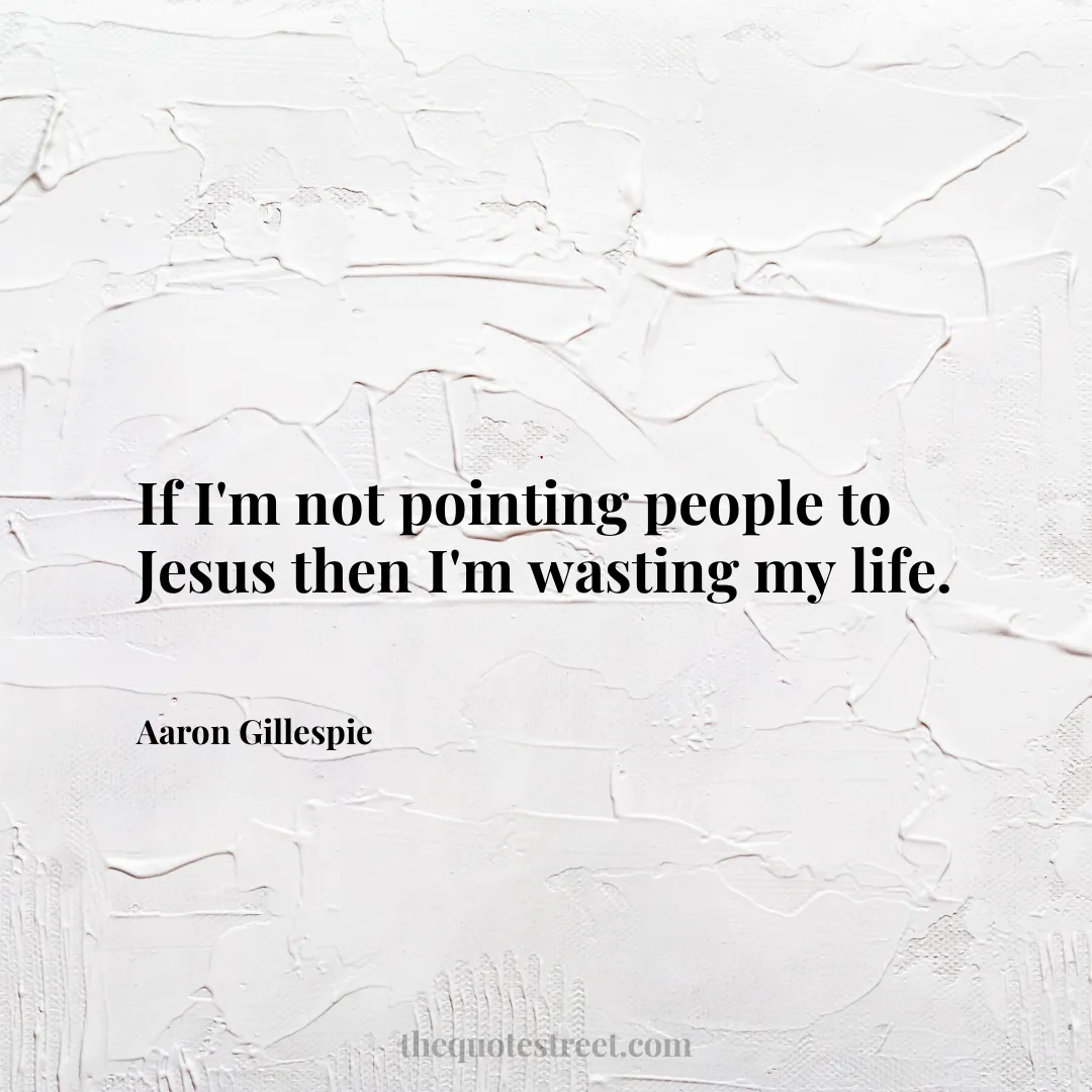 If I'm not pointing people to Jesus then I'm wasting my life. - Aaron Gillespie