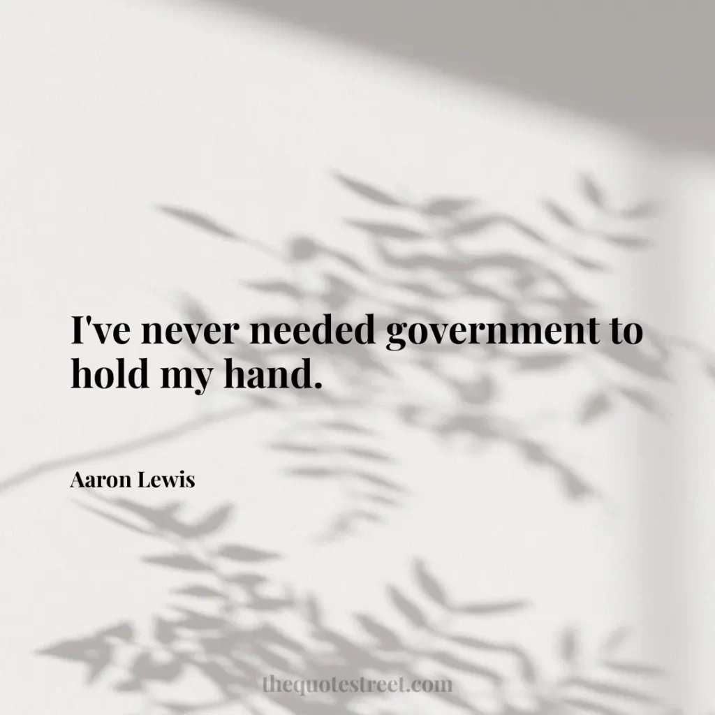 I've never needed government to hold my hand. - Aaron Lewis