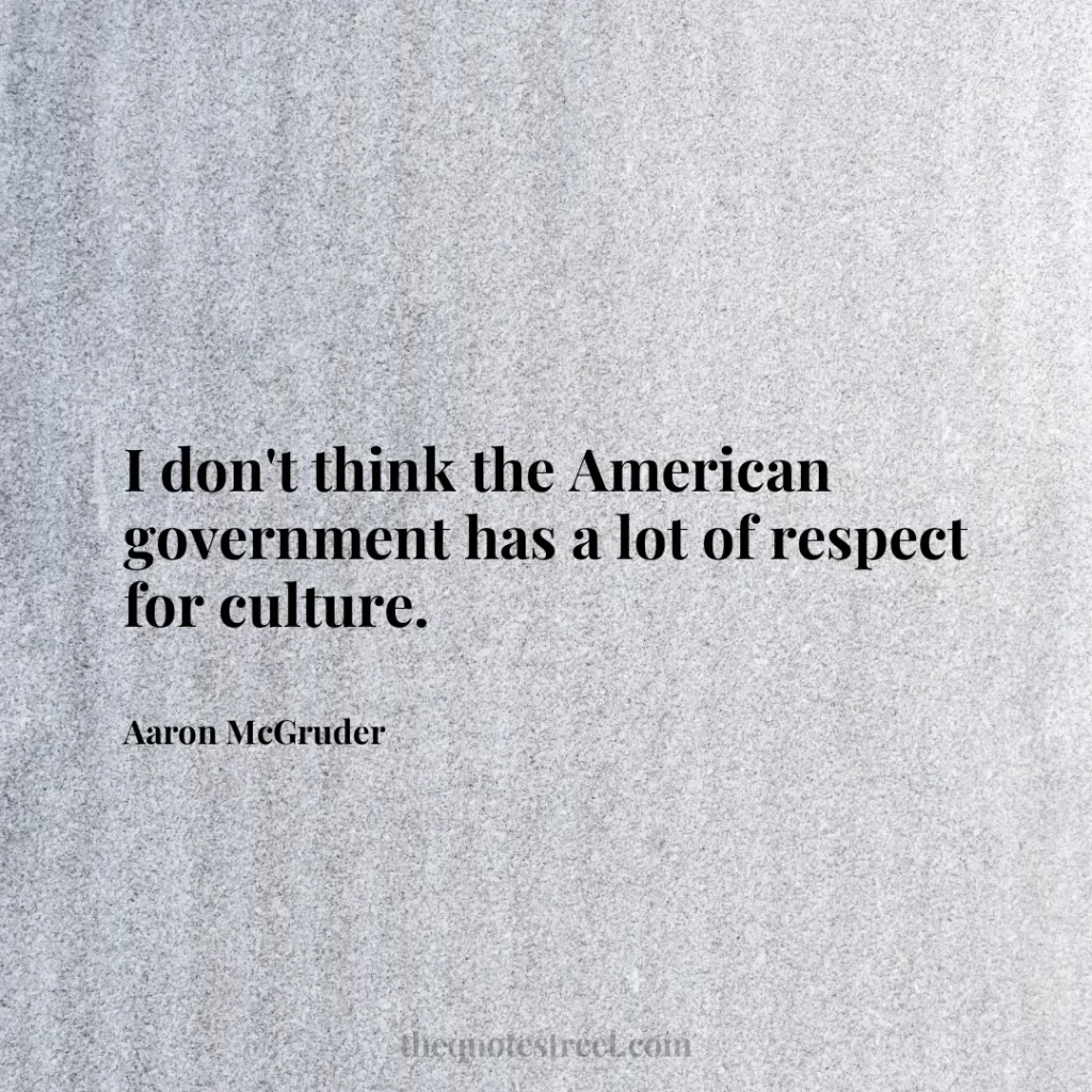 I don't think the American government has a lot of respect for culture. - Aaron McGruder