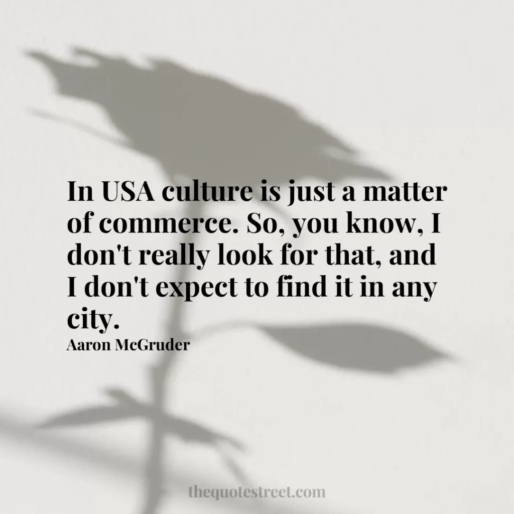 In USA culture is just a matter of commerce. So