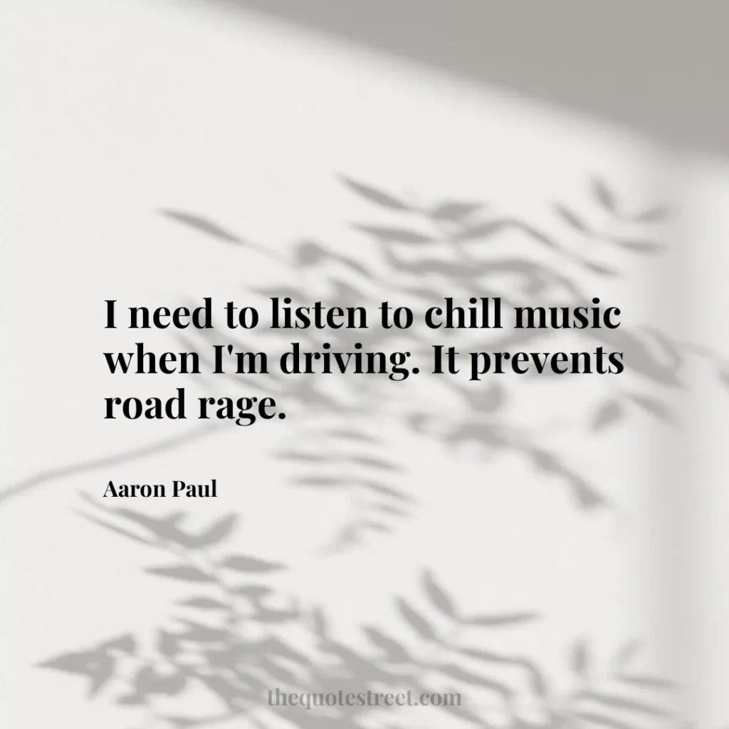 I need to listen to chill music when I'm driving. It prevents road rage. - Aaron Paul
