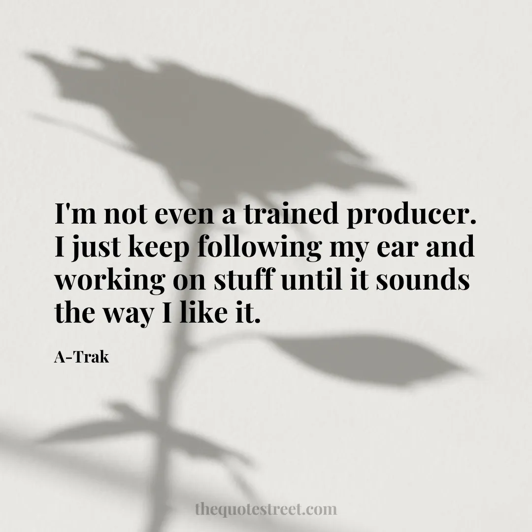 I'm not even a trained producer. I just keep following my ear and working on stuff until it sounds the way I like it. - A-Trak