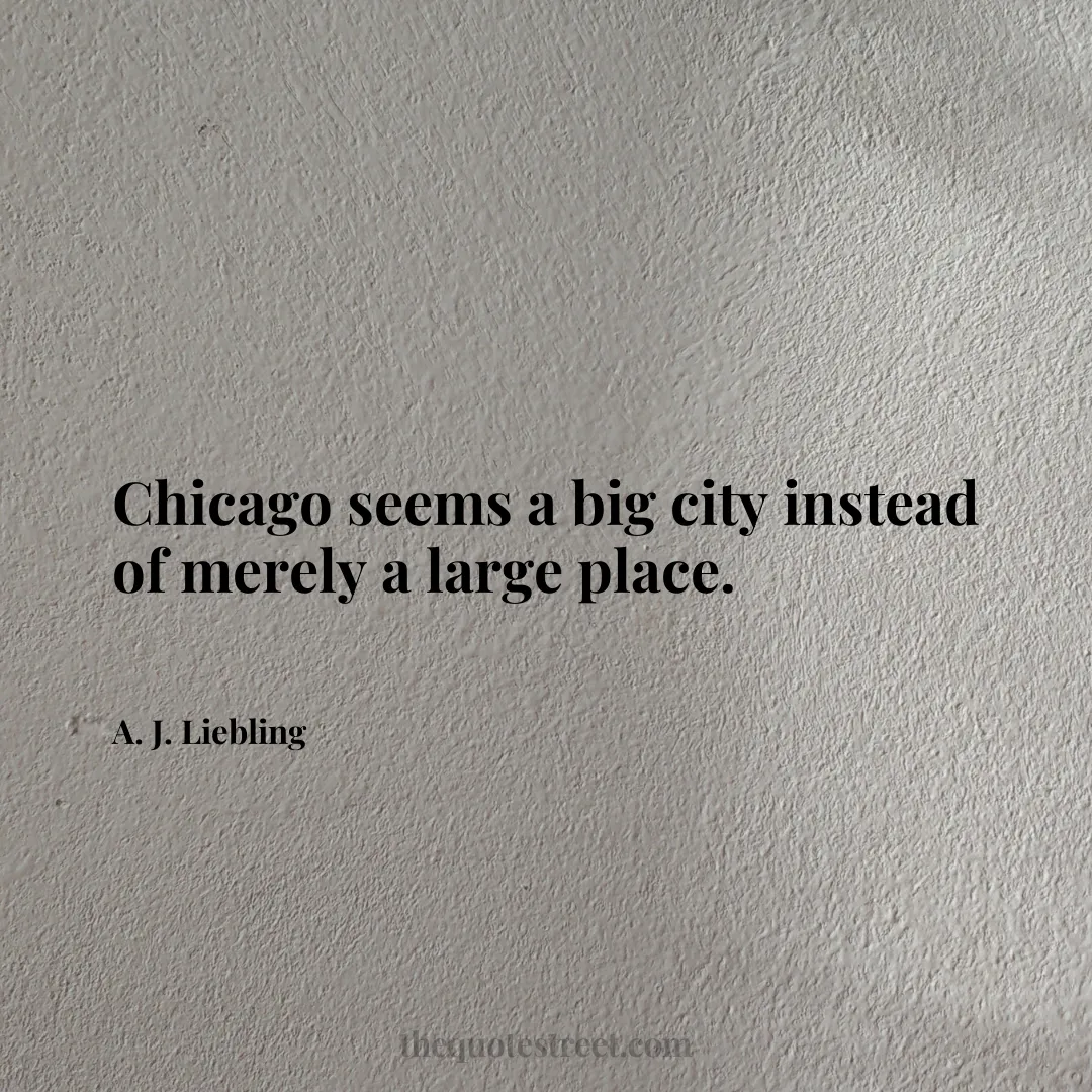 Chicago seems a big city instead of merely a large place. - A. J. Liebling