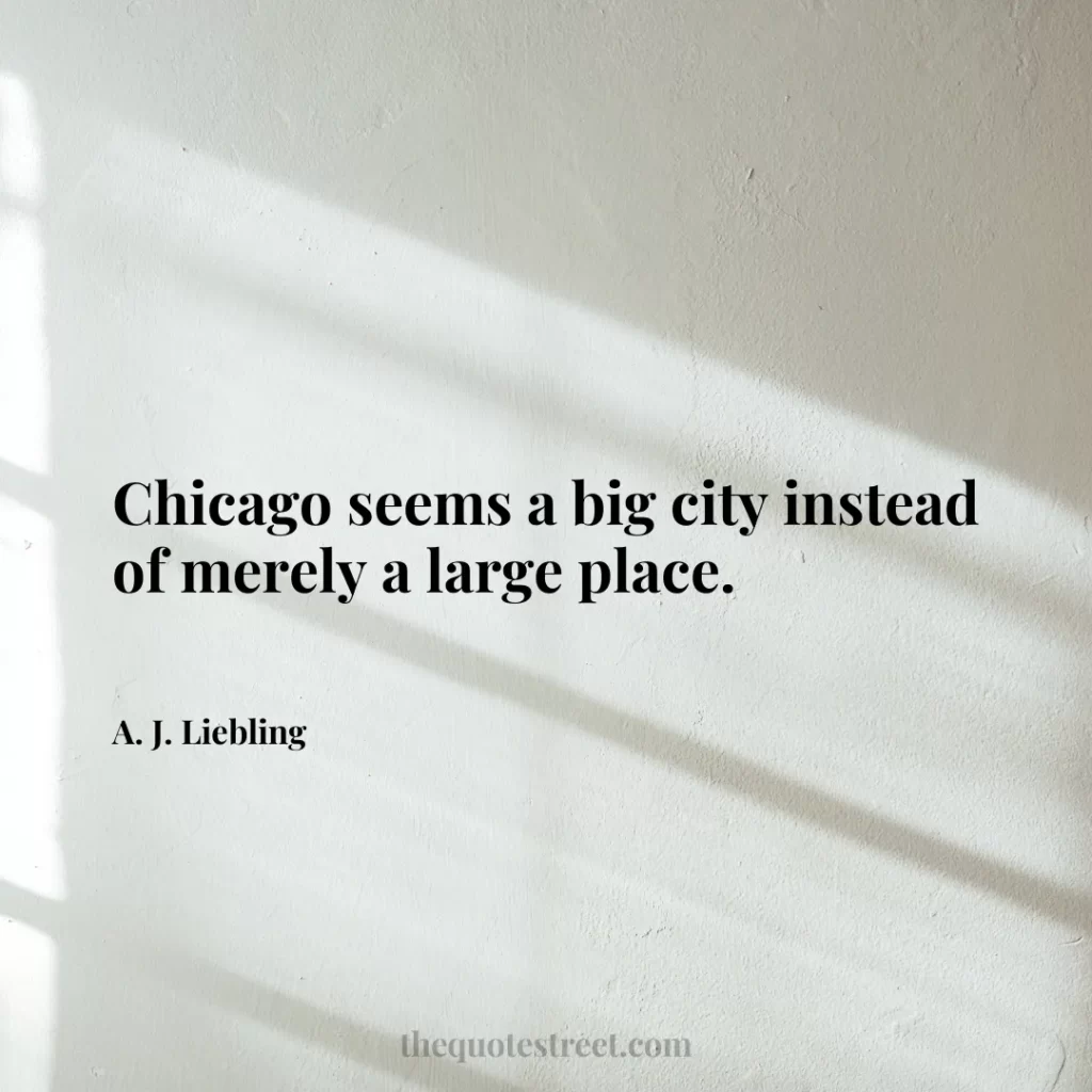 Chicago seems a big city instead of merely a large place. - A. J. Liebling