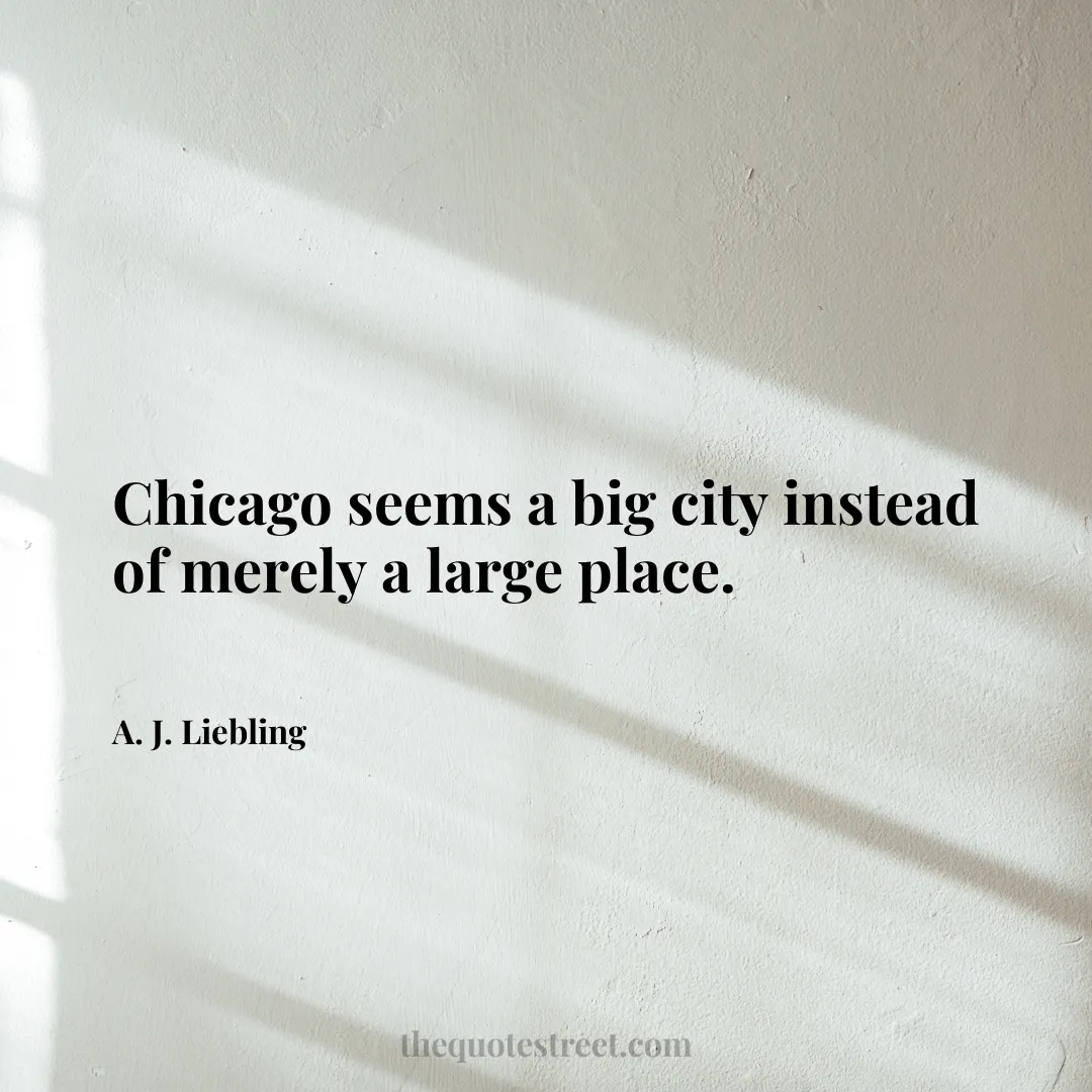 Chicago seems a big city instead of merely a large place. - A. J. Liebling