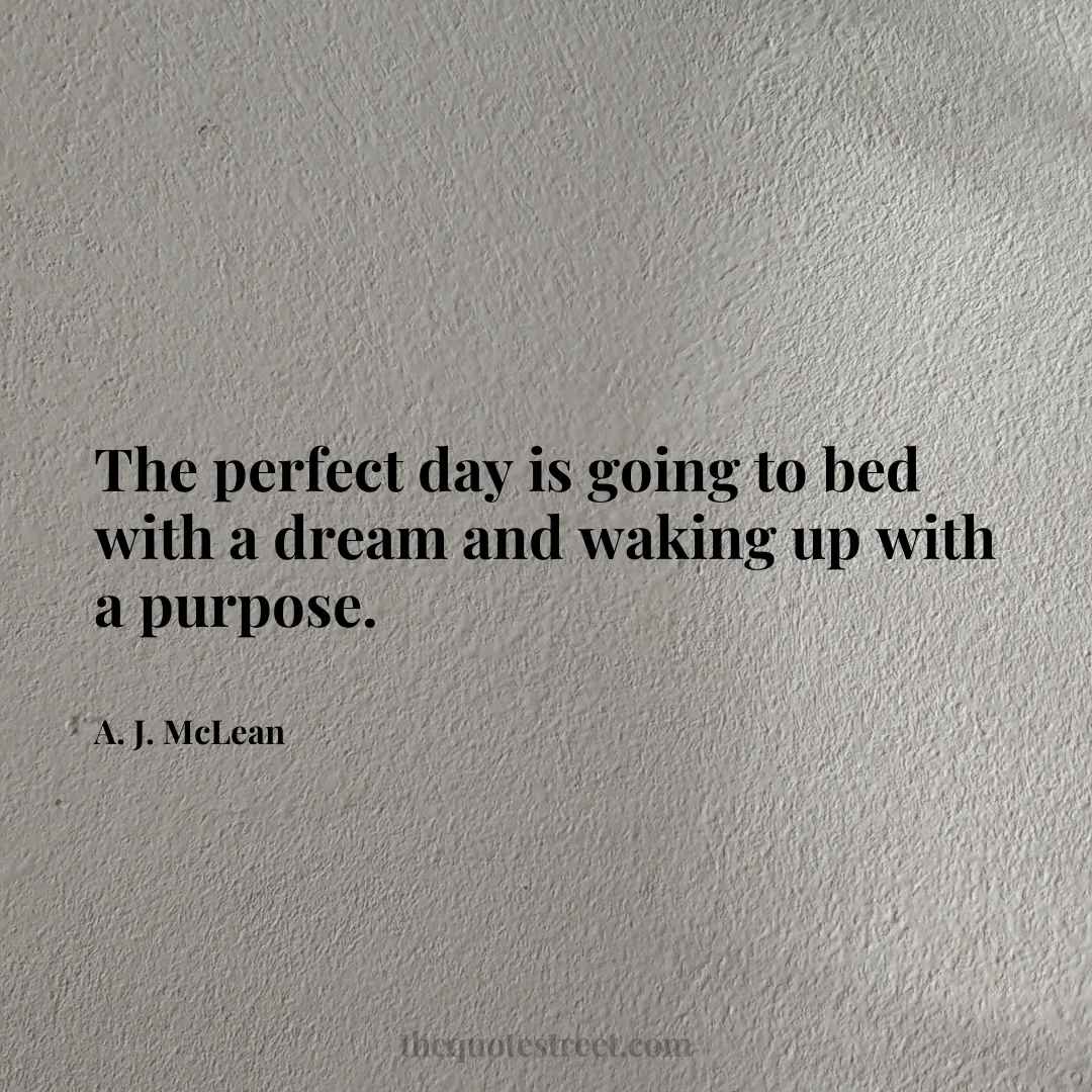 The perfect day is going to bed with a dream and waking up with a purpose. - A. J. McLean