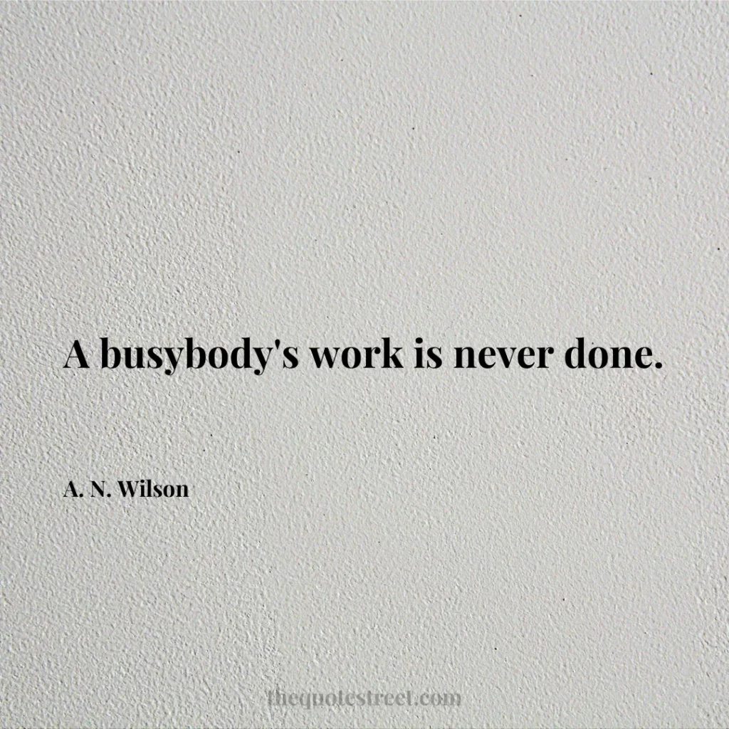 A busybody's work is never done. - A. N. Wilson
