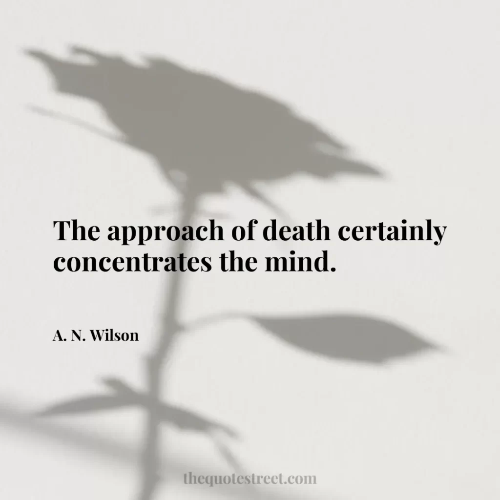 The approach of death certainly concentrates the mind. - A. N. Wilson