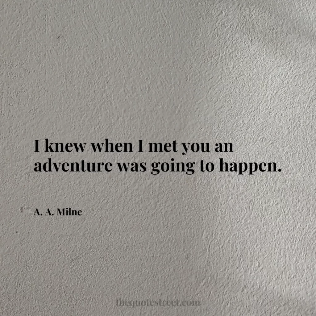 I knew when I met you an adventure was going to happen. - A. A. Milne