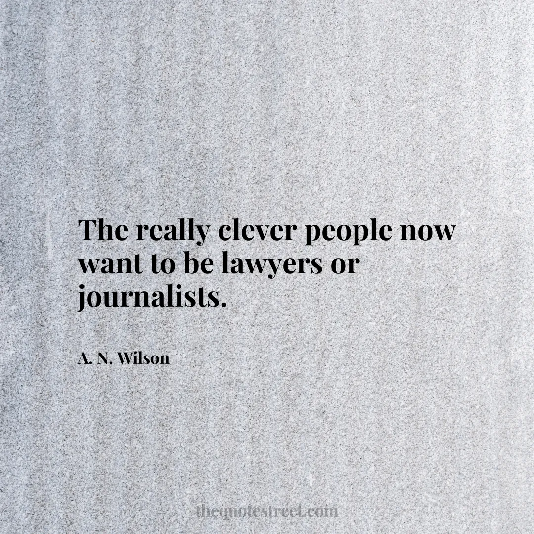 The really clever people now want to be lawyers or journalists. - A. N. Wilson