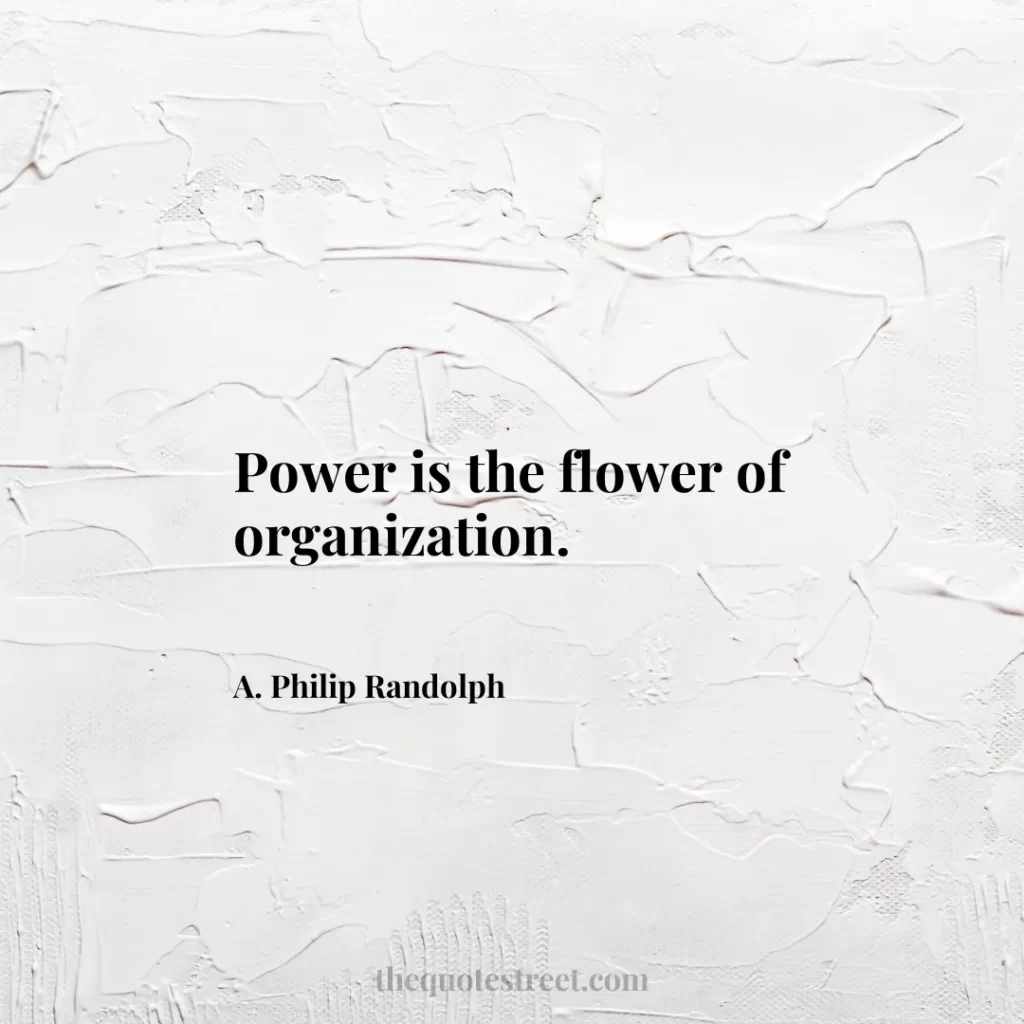 Power is the flower of organization. - A. Philip Randolph