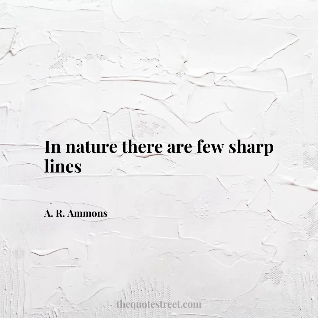In nature there are few sharp lines - A. R. Ammons