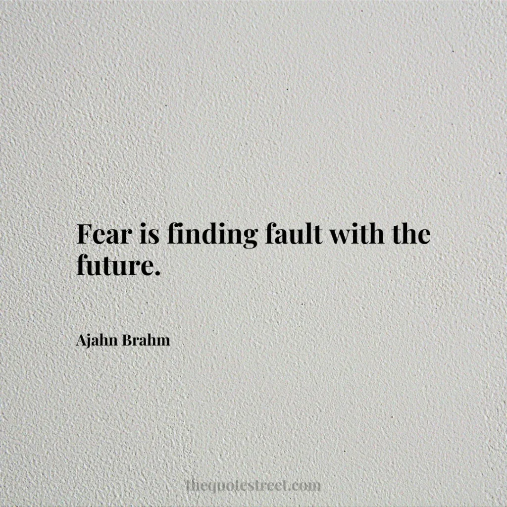 Fear is finding fault with the future. - Ajahn Brahm