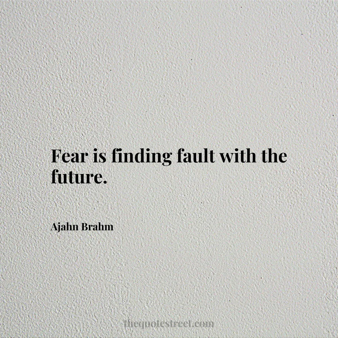 Fear is finding fault with the future. - Ajahn Brahm