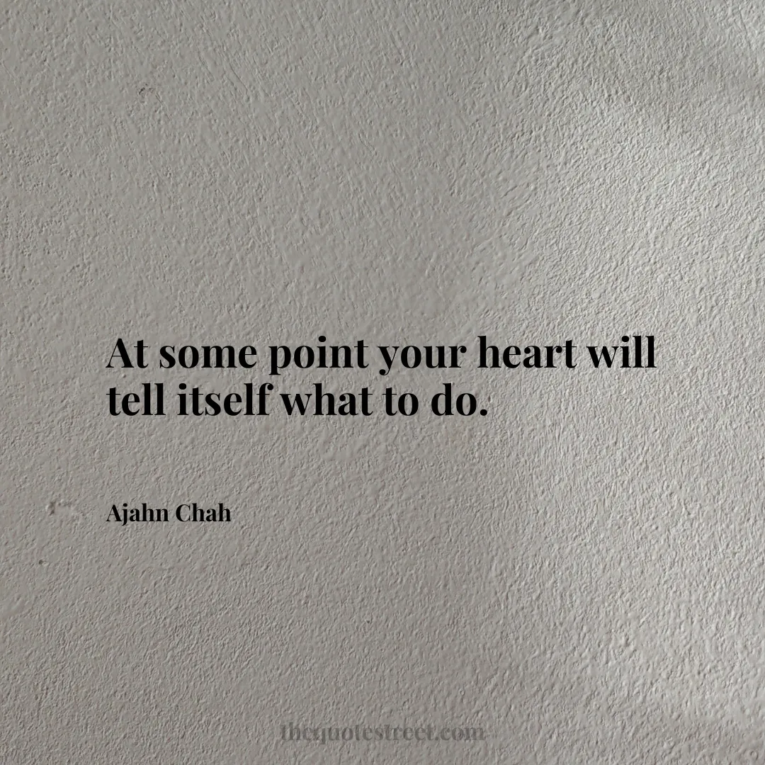 At some point your heart will tell itself what to do. - Ajahn Chah