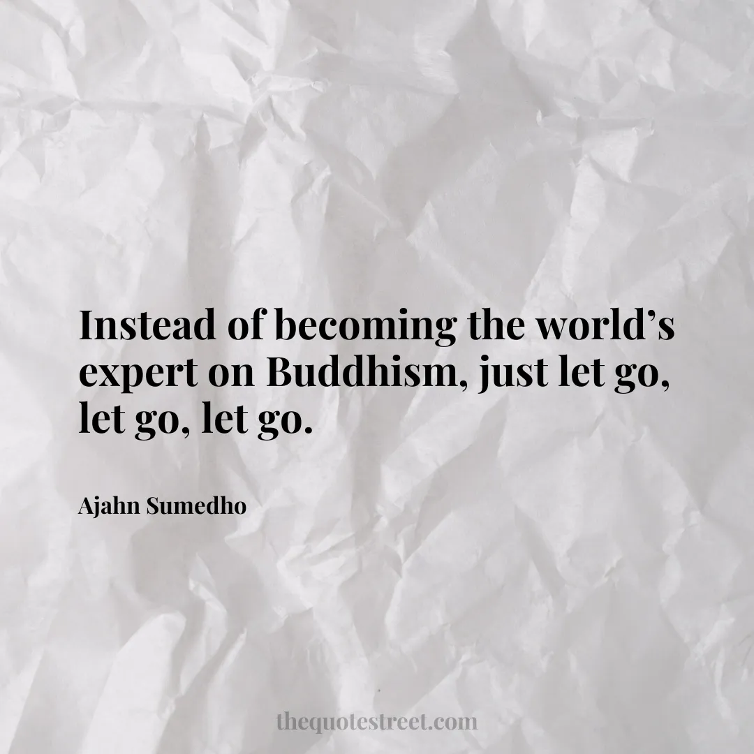 Instead of becoming the world’s expert on Buddhism