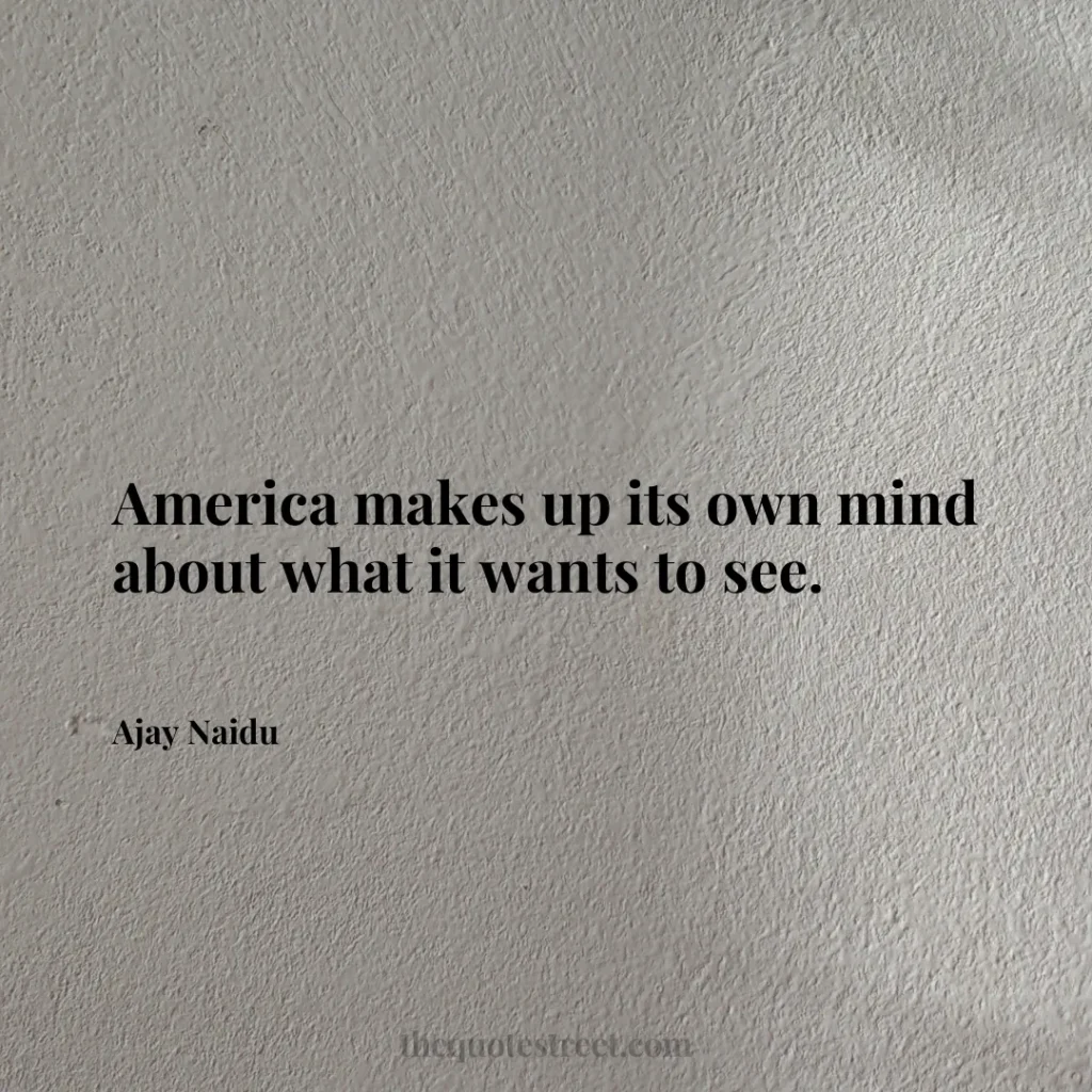 America makes up its own mind about what it wants to see. - Ajay Naidu