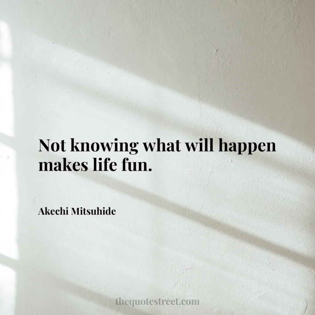 Not knowing what will happen makes life fun. - Akechi Mitsuhide