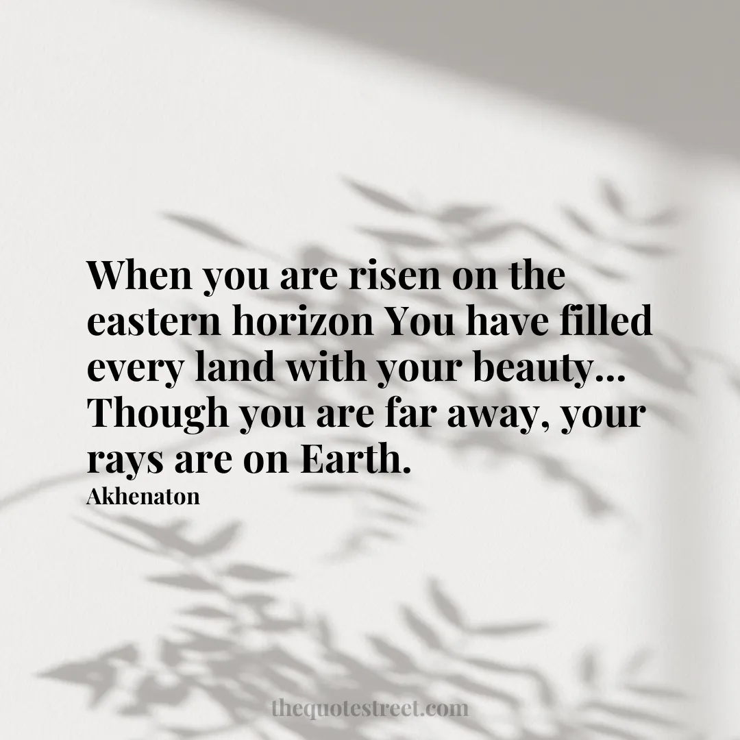 When you are risen on the eastern horizon You have filled every land with your beauty... Though you are far away