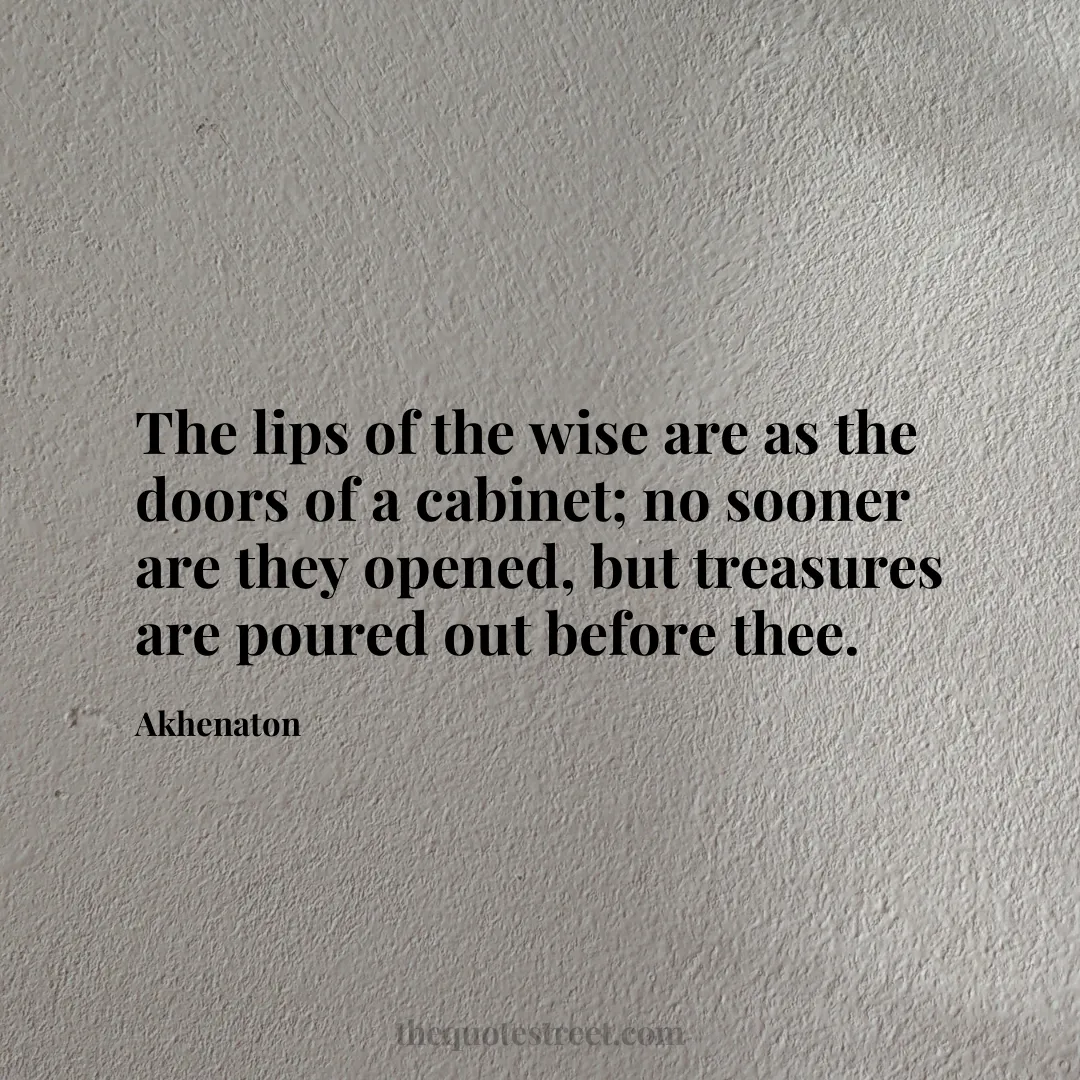 The lips of the wise are as the doors of a cabinet; no sooner are they opened