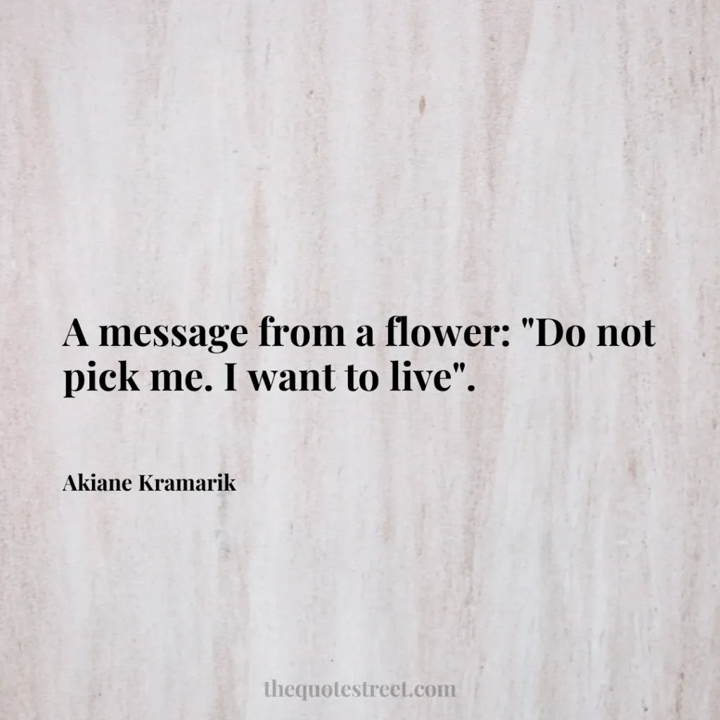 A message from a flower: "Do not pick me. I want to live". - Akiane Kramarik