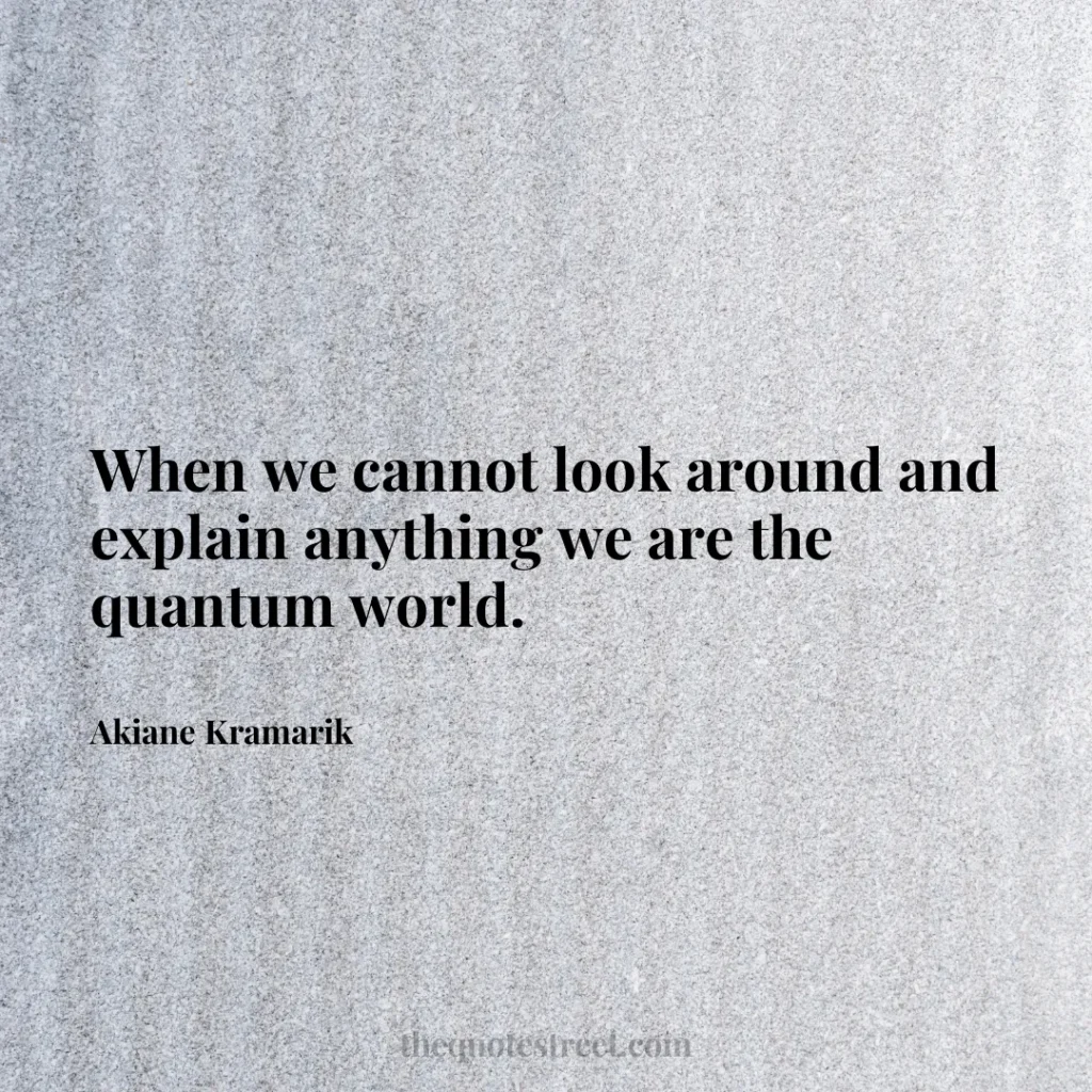When we cannot look around and explain anything we are the quantum world. - Akiane Kramarik