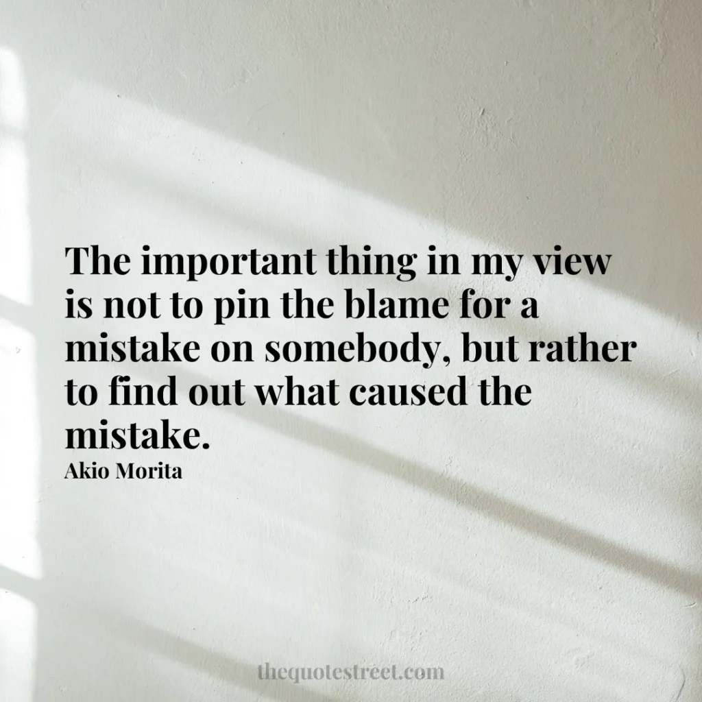 The important thing in my view is not to pin the blame for a mistake on somebody